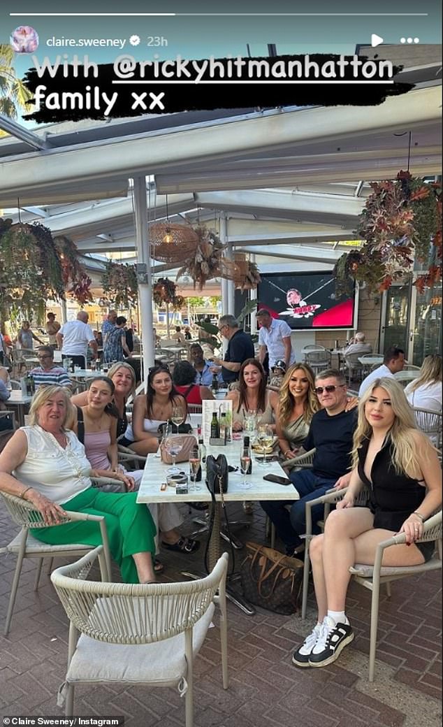 The soap star, 53, has revealed an insight into her family life as Claire posted a snap on her Hatton Family Stories sharing a family meal in Mallorca.