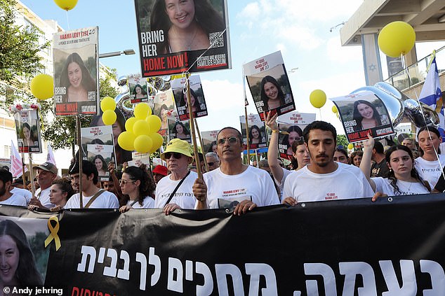 A special protest march was held in Tel Aviv to mark the 20th birthday of hostage Naama Levy.