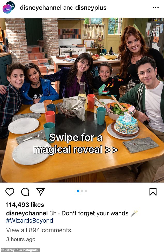 In the photos, Gomez and her former co-star David Henrie are seen reprising their roles as brother duo Alex and Justin Russo, respectively. The new series stars Janice LeAnn Brown as Billie Russo, Mimi Gianopulos as Giada Russo, Alkaio Thiele as Roman Russo and Max Matenko as Milo Russo.