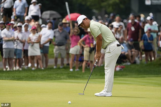 South Korea's Tom Kim currently leads the standings at the TPC in River Highlands. He is -14 less