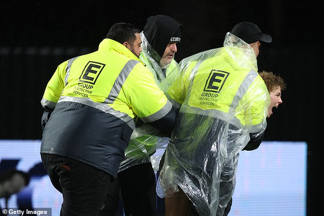 The field invader was ejected from the field by Industre Group Stadium security.