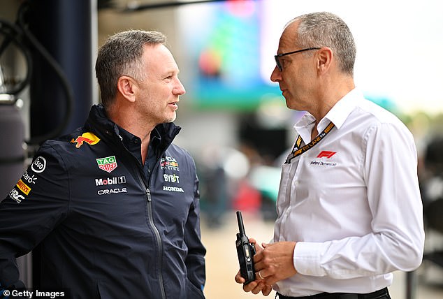 Meanwhile, Oracle Red Bull Racing team principal Christian was in Barcelona for the Spanish Grand Prix (pictured with Stefano Domenicali, CEO of the Formula One group).