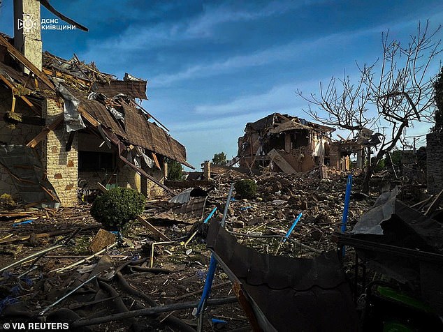 Pictured: Residential buildings were damaged during a Russian missile attack in the kyiv region on June 23.