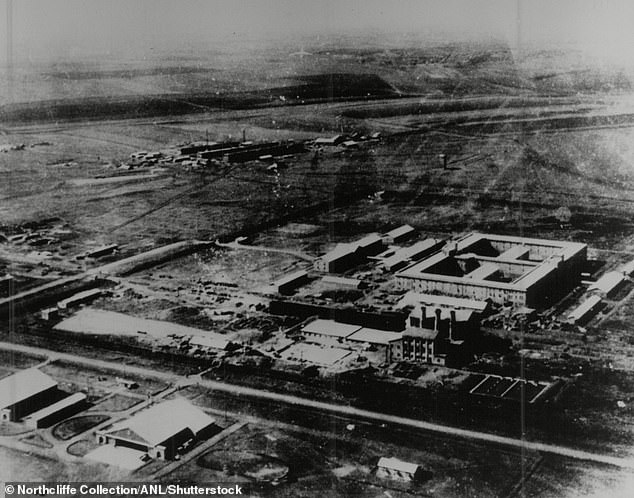 An aerial image shows the camp, which housed prisoners of war on whom experiments were carried out.