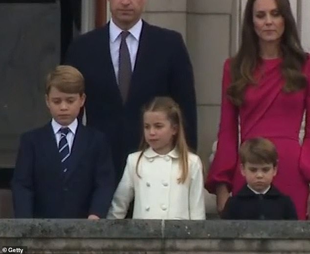 During the Buckingham Palace balcony appearance in 2022, Charlotte was filmed telling her older brother George to stretch his arms.