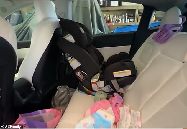 The frantic grandmother could only wave at the girl as the temperature rose in the car.