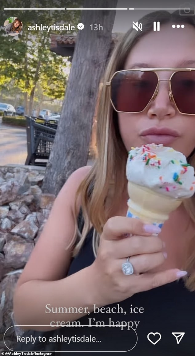 At the end of the day, the family went out for a treat and a clip revealed that they enjoyed ice cream cones with large scoops of vanilla sprinkles.