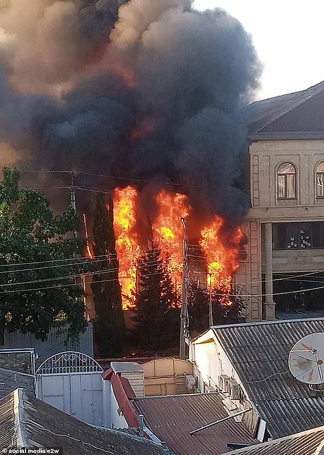 Two synagogues and an Orthodox church in southern Russia were attacked by armed militants today.