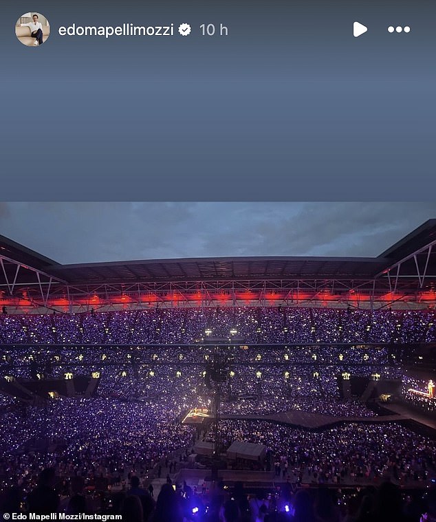 Royal atmosphere: Edo, 40, took to his Instagram to share a snap of the crowd at the concert he is believed to have attended with his wife Princess Beatrice.