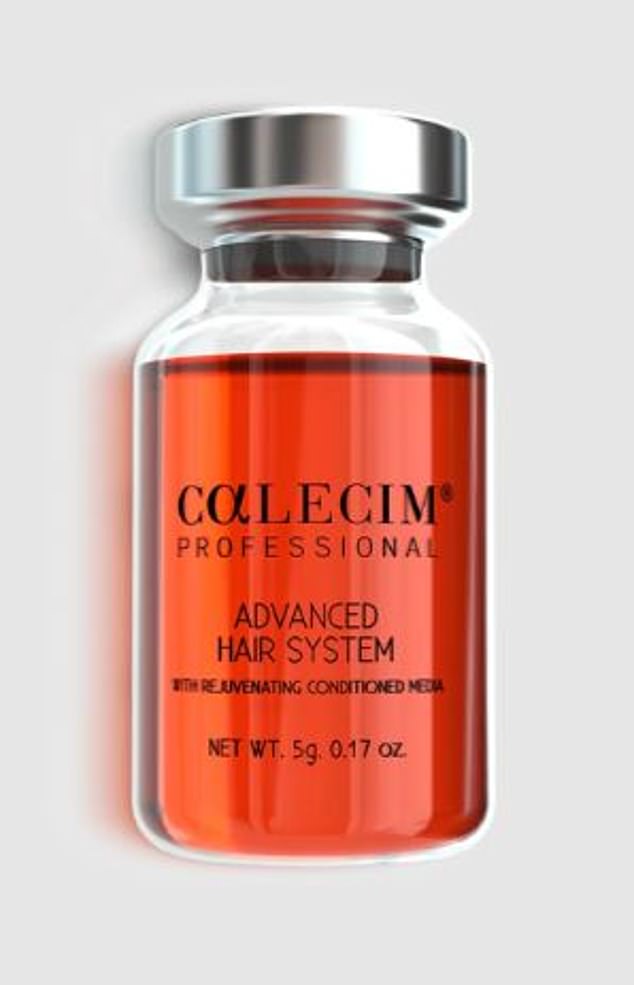 She recommends Calecim Advanced Hair System, a stem cell serum.