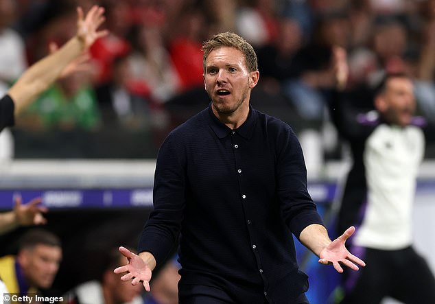 German coach Julian Nagelsmann cut a desperate figure for much of the match.