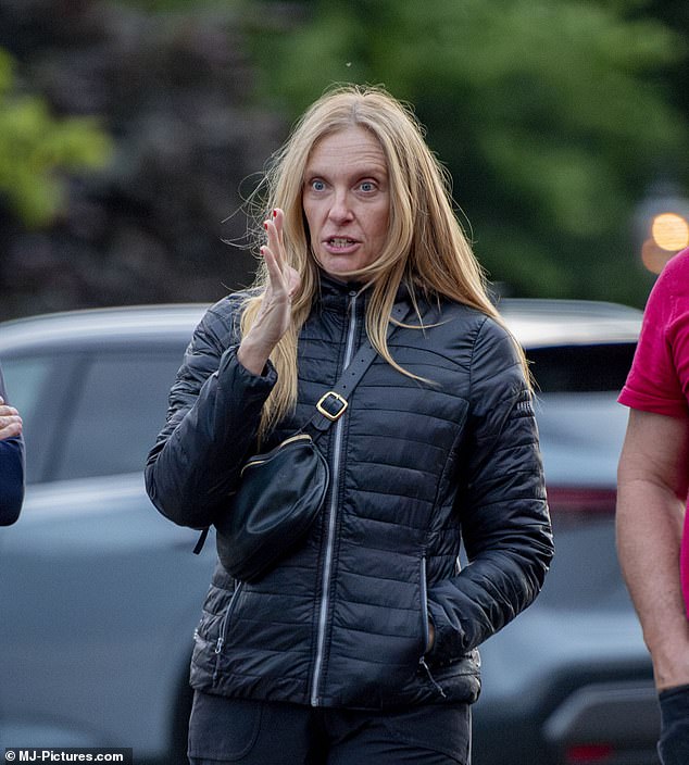 Toni kept warm in a black puffer jacket and black track pants as she took a walk with her friends in Hyde Park after training.