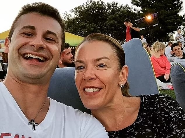 Caddick is pictured with her husband, hairstylist and DJ, Anthony Koletti, in happier times