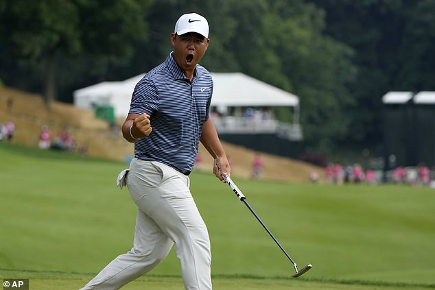 The 22-year-old sank a birdie putt on the last to tie Scheffler at 22 under and force a playoff.