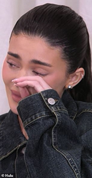 Kylie broke down in tears on this week's episode of The Kardashians (left) after internet trolls said she seemed 