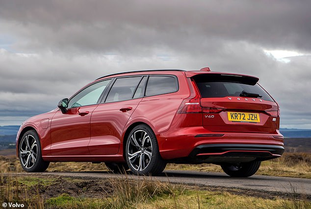 A recent slowdown in private purchases of electric vehicles could also have influenced Volvo's decision to bring back the petrol hybrid models it had recently pulled from UK showrooms. Pictured: a Volvo V60 hybrid