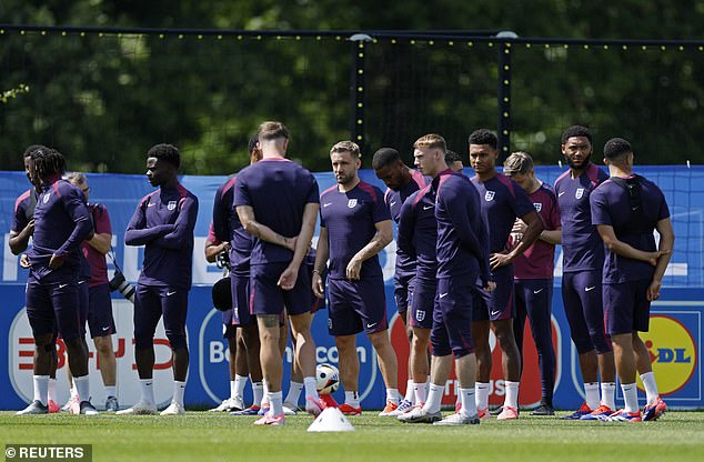 Monday's training took place around 36 hours before England's match against Slovenia.