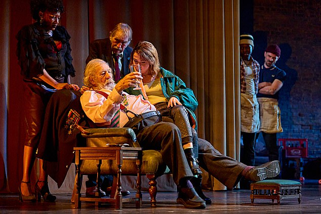 Sir Ian performs in a scene from Player Kings, which was in the West End until Saturday.