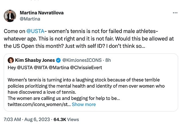 The tennis star posted on X, formerly Twitter, about people he calls 