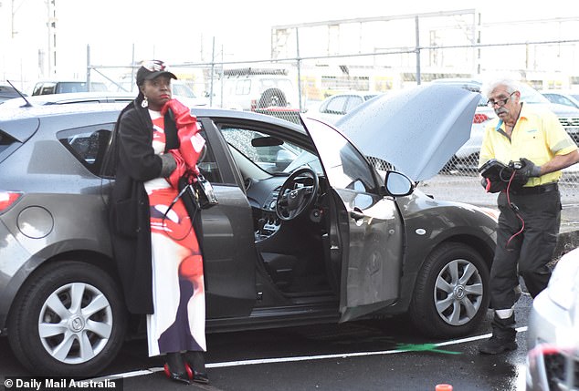 Suzan's gray Mazda is the same car that broke down in front of a crowd at Carriageworks during Australian Fashion Week last year, leaving Suzan humiliated and causing her to miss a show (pictured).