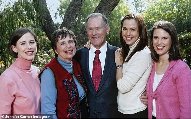 Jennifer pictured with her parents, Pat and William, and her two sisters, Susannah and Melissa.