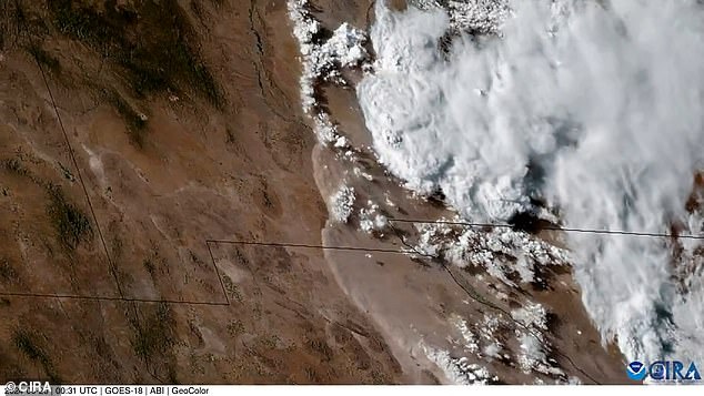 High-speed wind gusts of up to 94 miles per hour hit parts of southern New Mexico while the Albuquerque area was left with piles of frozen hail from the storm, which also caused mudslides and flooding near the Sierra Blanca mountains of the state.