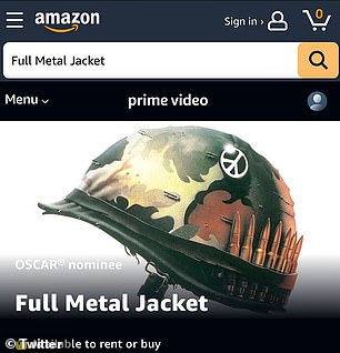 But in the Amazon Prime version, he simply had the camouflage helmet without the words.