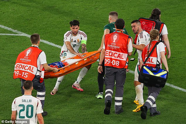 The match at the Stuttgart Arena was stopped while medical staff treated the 29-year-old.