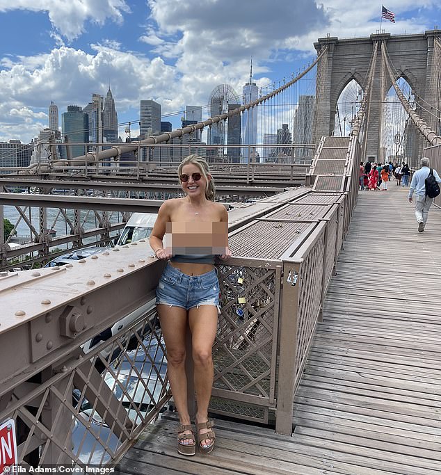 Self-proclaimed exhibitionist Eila Adams, 36, has explained how exposing her breasts and 'nether regions' to the Big Apple public has been her nod to gender equality