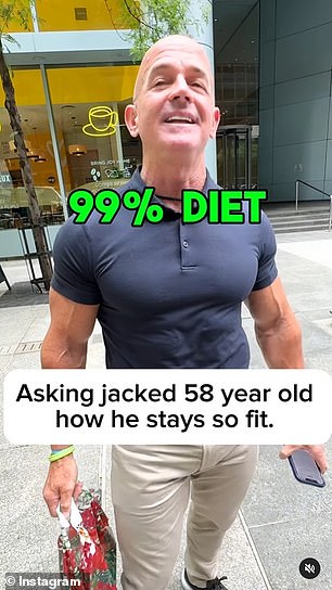 The man pictured above said he relies on diet to maintain his shape.