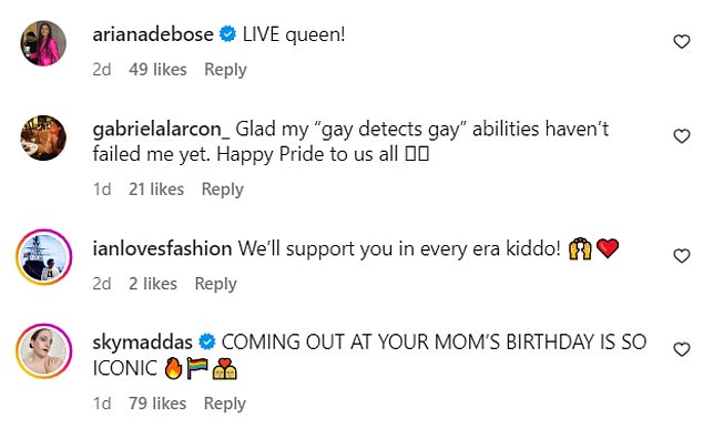 Oscar winner Ariana De Bose posted 'queen live' as other fans took to the comments to congratulate Louisa.