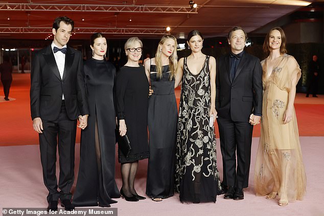 Streep is seen with her children and in-laws Grace Gummer and her husband Mark Ronson, Mamie Gummer, Louisa, Henry Wolfe and Tamryn Storm Hawker.