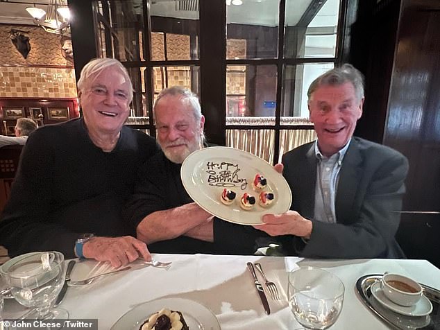 Michael Palin reunited with his friends and Monty Python co-stars John Cleese and Terry Gilliam while celebrating his 81st birthday in May.