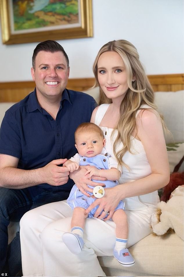 Mackenzie, his wife Chloe and their young son in a Father's Day post