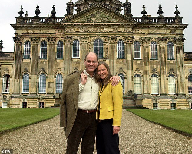 Simon Howard and his wife Rebecca pictured outside their former stately home Castle Howard in North Yorkshire, which they left in 2015.