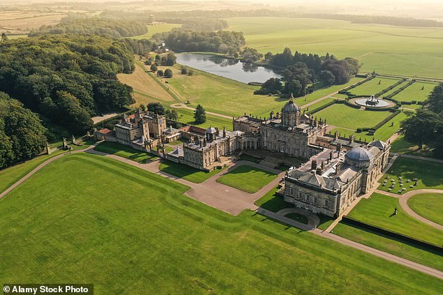 An aerial drone view of the Castle Howard estate in 2020