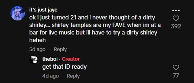 Many others were not ashamed to come to the defense of the Dirty Shirley, an alcoholic version of a Shirley Temple made with vodka.