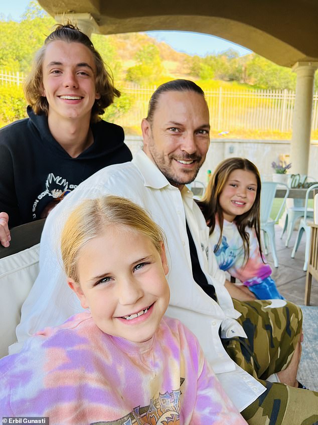 Federline photographed with Jayden (far left) and his two daughters from his subsequent marriage to Victoria Prince, Payton and Jordan.