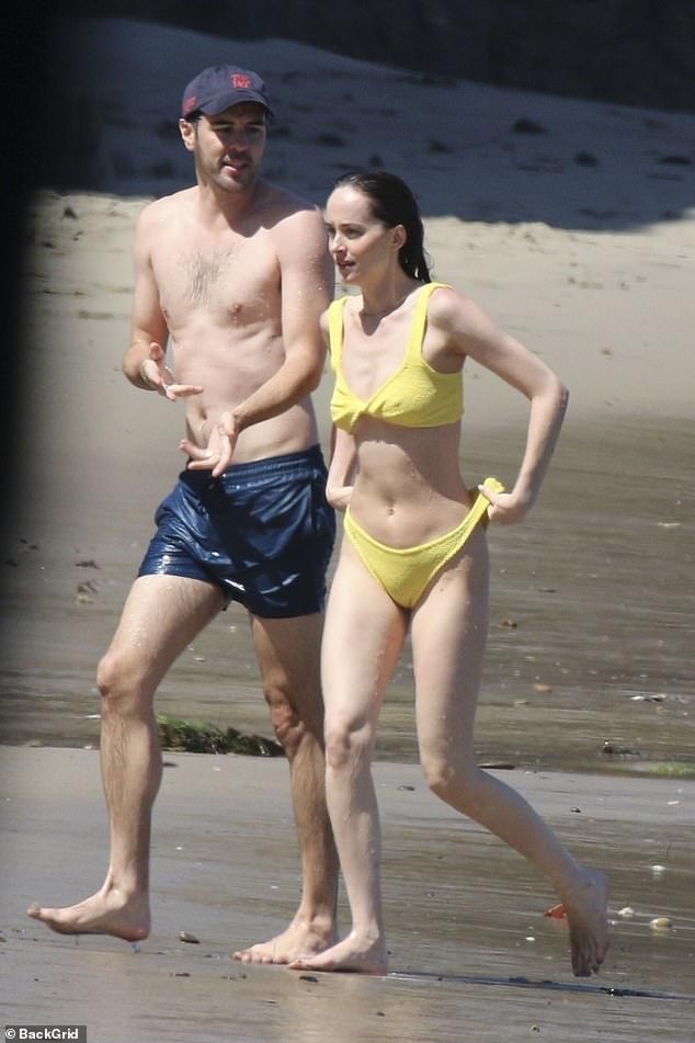 The Madame Web star wore a fun yellow bikini