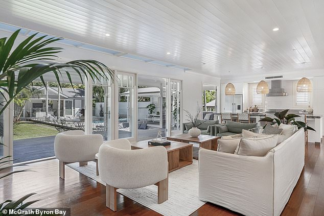 The luxury property, which they bought for a whopping $8.26 million, sits on a 1,010 square meter elevated block and features a stylish open-plan living area.