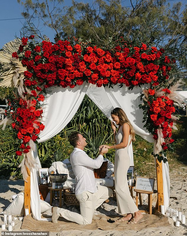 Byron Bay is a very special place for Shaun after he got down on one knee and proposed to his fiancee, podcaster Tess, on the beach there in July 2023.