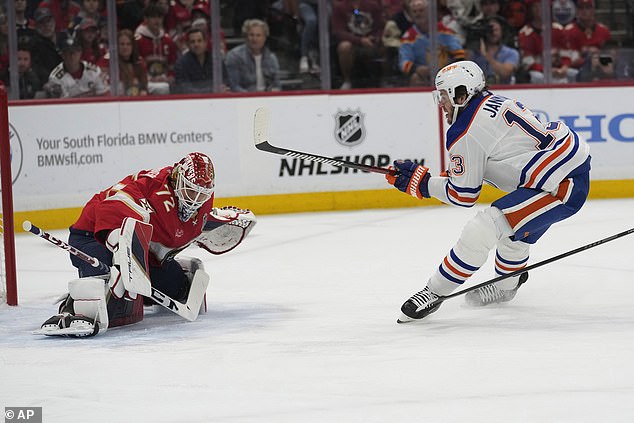 Edmonton's Mattias Janmark scored a wrist shot to tie the game at one heading into the second.