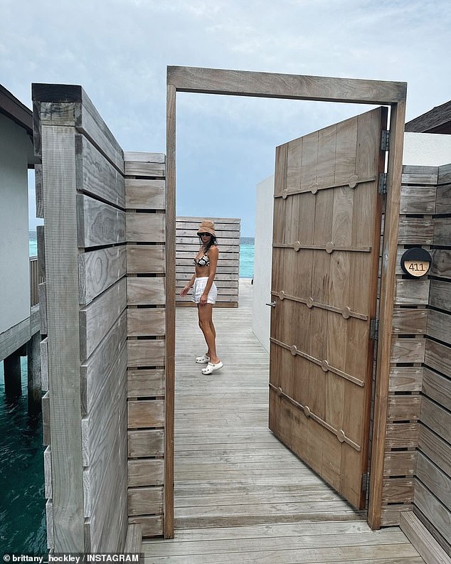 The couple soaked up the views of the Maldives and enjoyed their lush accommodation.