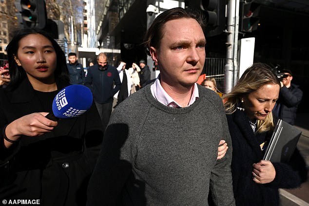 Geordie Lynn walks past journalists outside the Supreme Court in Melbourne on Tuesday.