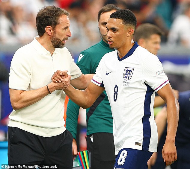 The England manager (left) opted to play the Liverpool star (right) in midfield during England's opening matches at Euro 2024.