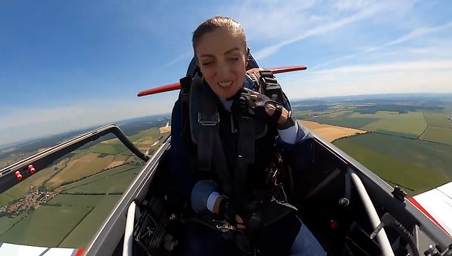 Nadine struggled to maintain control of the controls, but calmed down as she battled the strong winds.