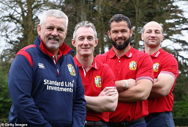 The 44-year-old (far right) was hailed for his impact during the Lions' tour of New Zealand in 2017.