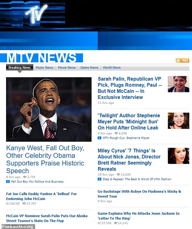 The site covered momentous events in global news along with music and film content, including Barack Obama's historic speech in the run-up to his 2008 election victory.