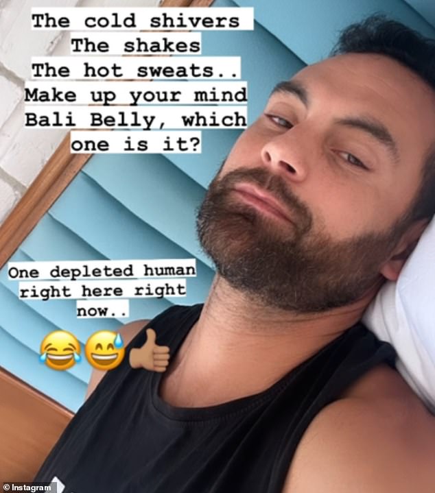 He had a bad case of 'Bali belly' and needed a drip to replace fluids after being sick for 24 hours.