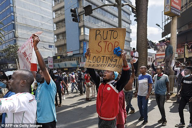 Angry protesters criticized the country's president, William Ruto.